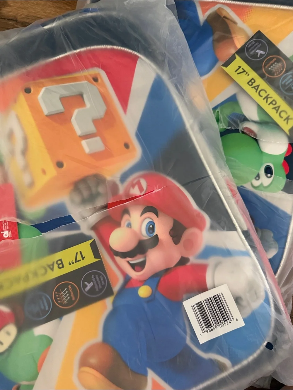 Super Mario Kids Backpack - Blue, Red & Green Character Print